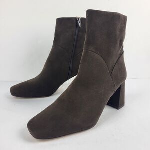 Nordstrom Rack Women's Bootie Naja Brown Square Toe Flared Block Heel Size 9